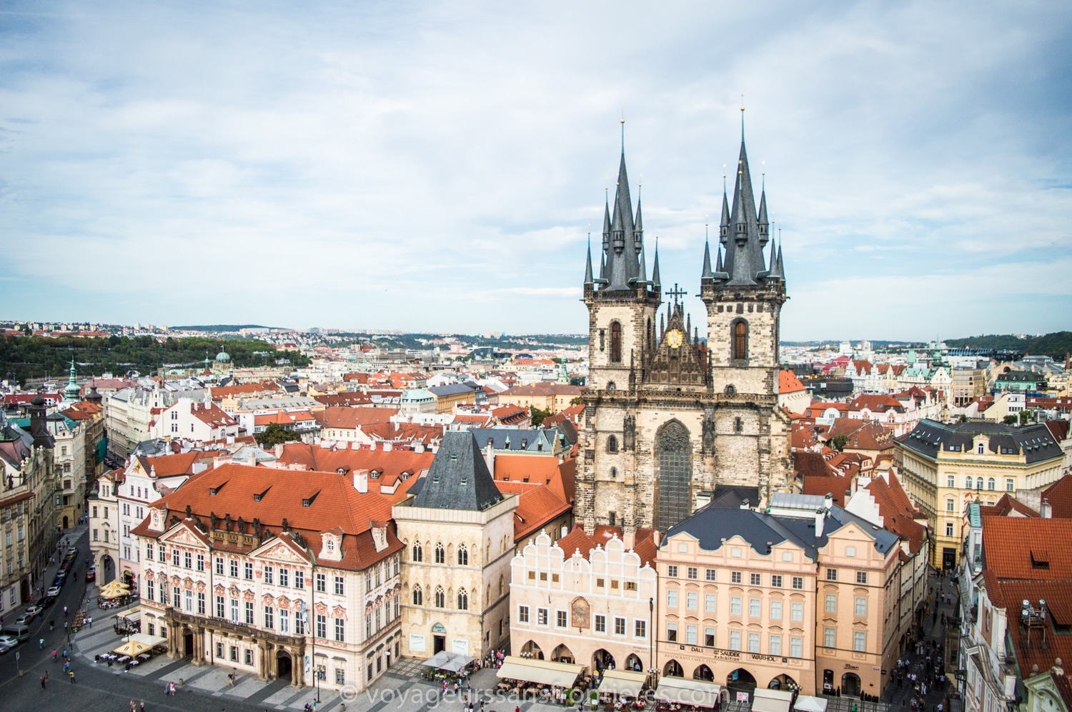 View on the Church of our Lady before Tyn from the Old Town Tower - Prague, Czech Republic
